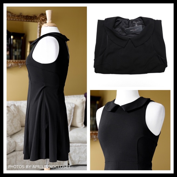 BLACK A-LINE COCKTAIL PARTY CAREER DRESS LBD A2C - Picture 4 of 8